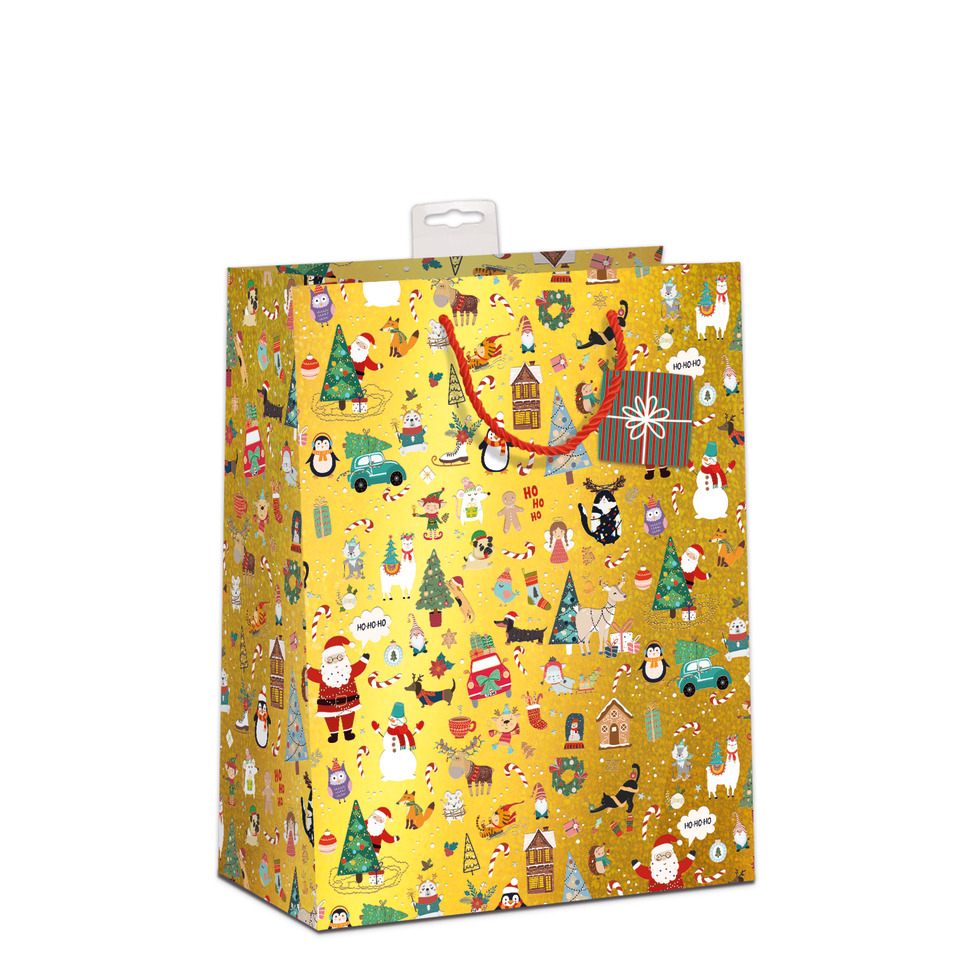Geschenktüte, Weihnachten, Pastellgelb, Motiv: Weihnachten, Geschenkverpackung