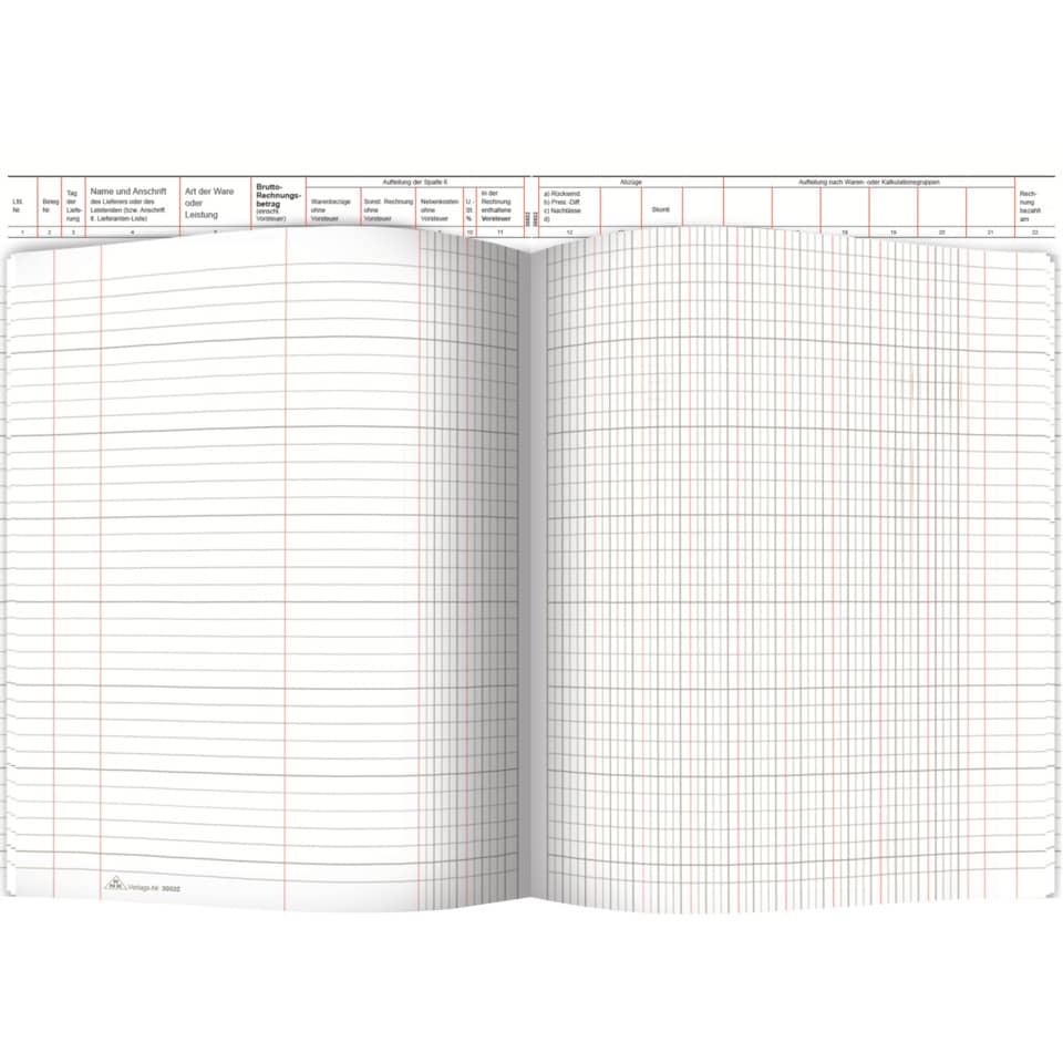 Notizbuch, Gitterpapier, offenes Notizbuch, linealierte Seiten, Bindung Mitte
