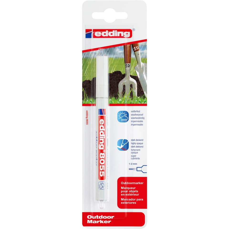 Marker, Outdoor marker, Permanent marker, White marker, 1-2 mm tip