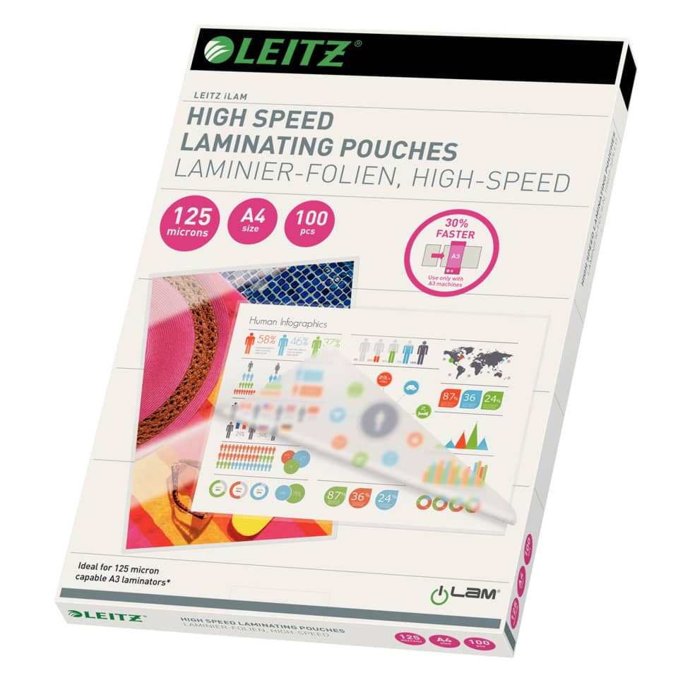 laminierfolien, A4 Größe, 125 Mikron, High speed, 100 Stück