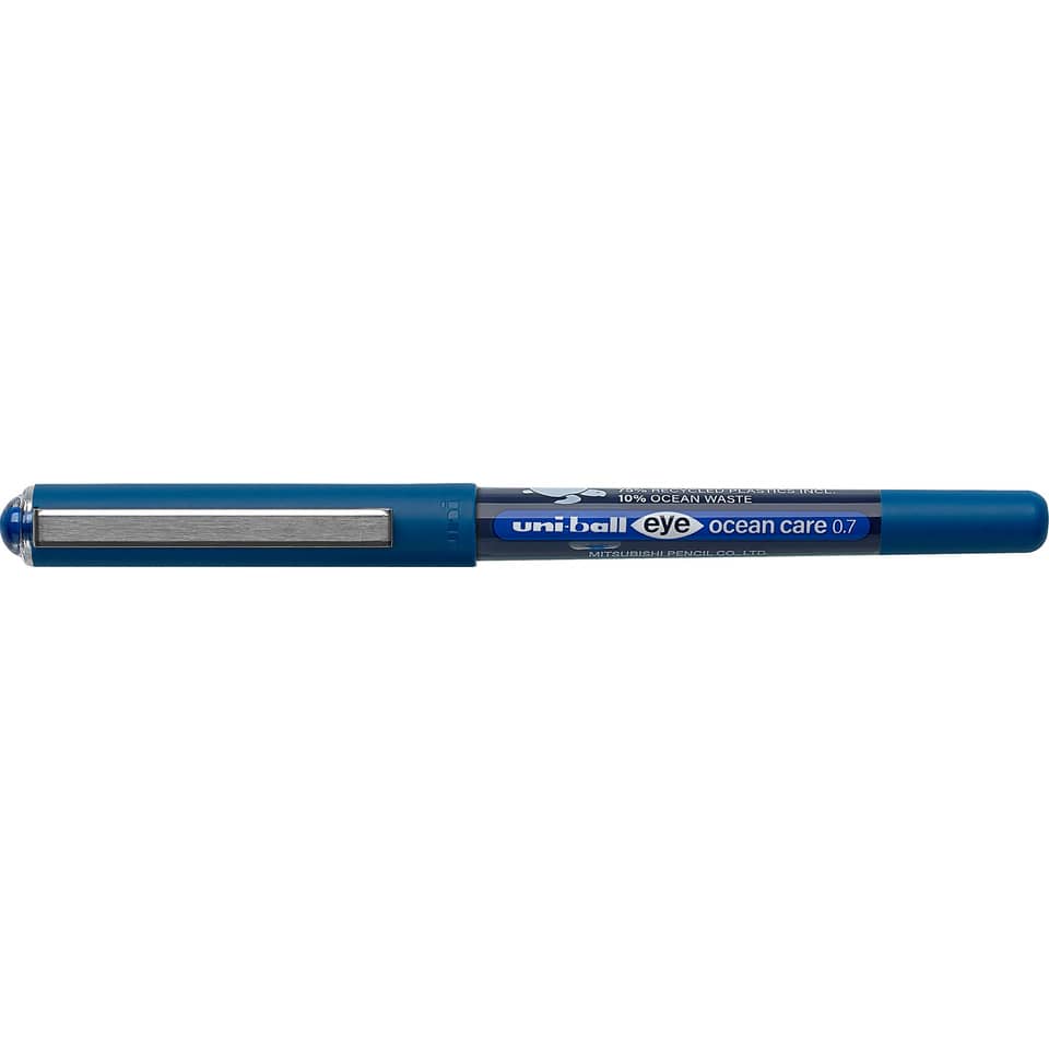 blue pen, bleistiftkappe, metallclip, ocean care, 0.7