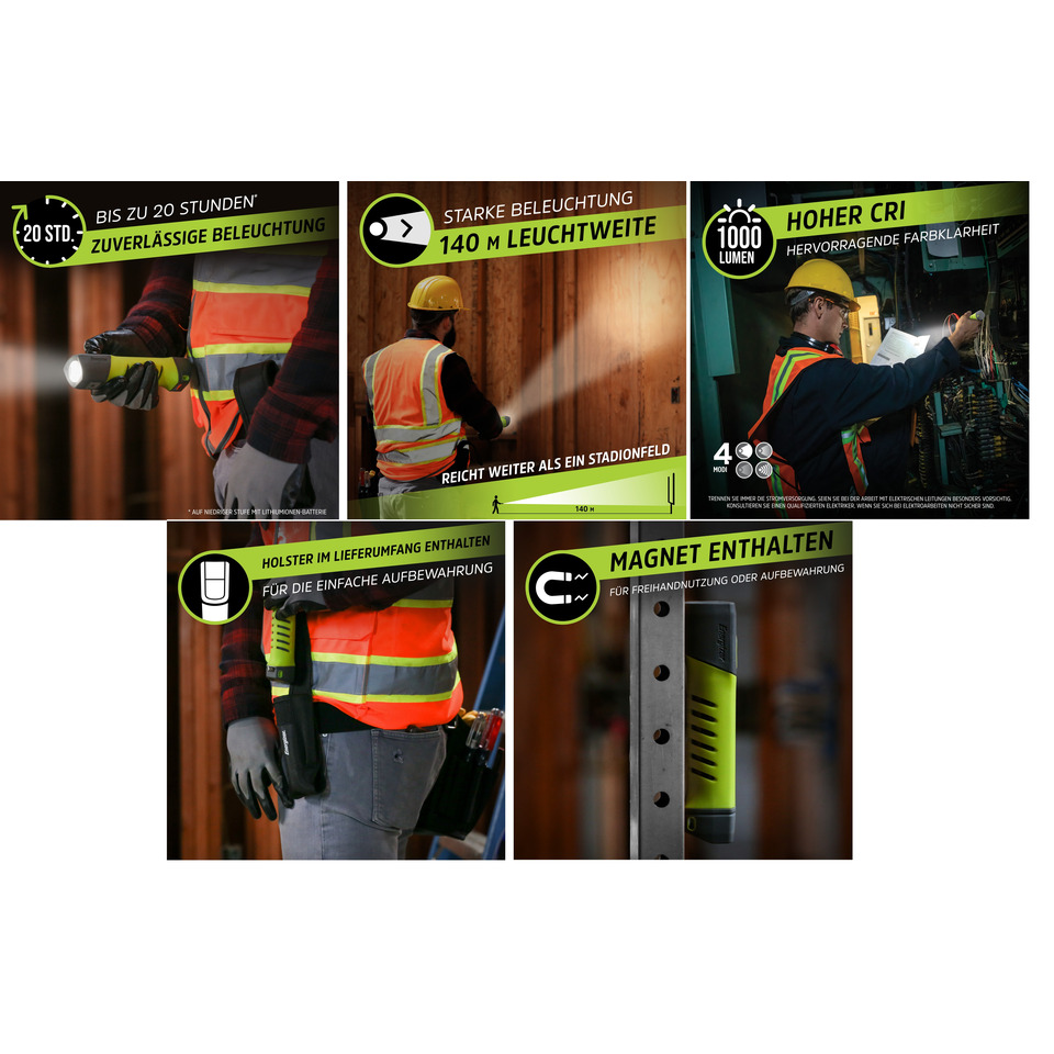 Sicherheitsweste, Arbeitskleidung, Leuchtstreifen, Handwerkzeug, Magnet enthalten