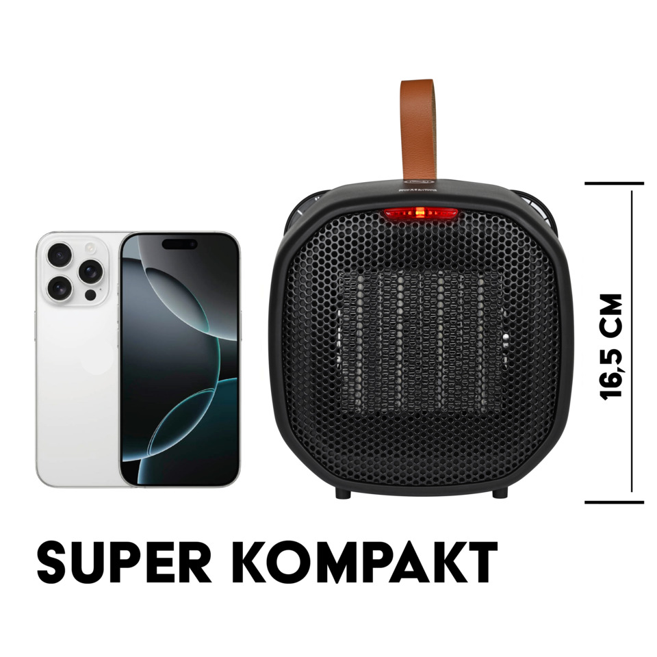 Bluetooth-Lautsprecher, tragbarer Lautsprecher, schwarzes Gitter, brauner Griff, kompakt 16,5 cm
