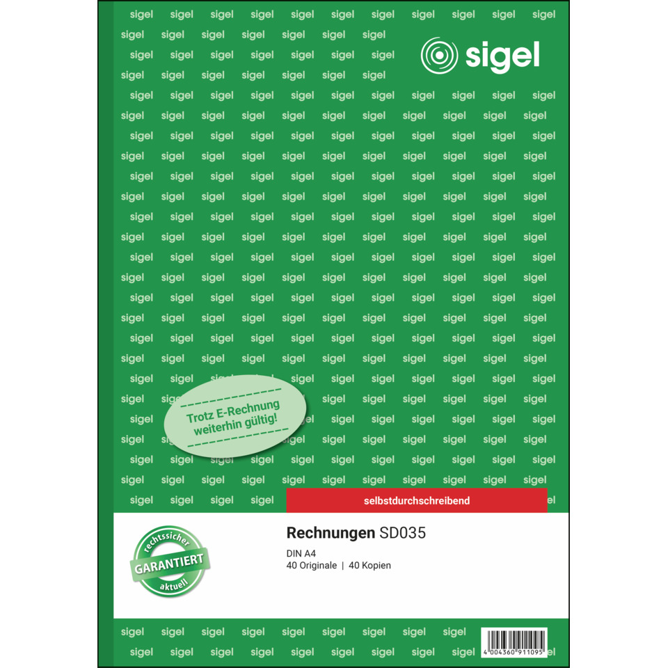 Rechnungen, DIN A4, 40 Originale, 40 Kopien, selbstdurchschreibend