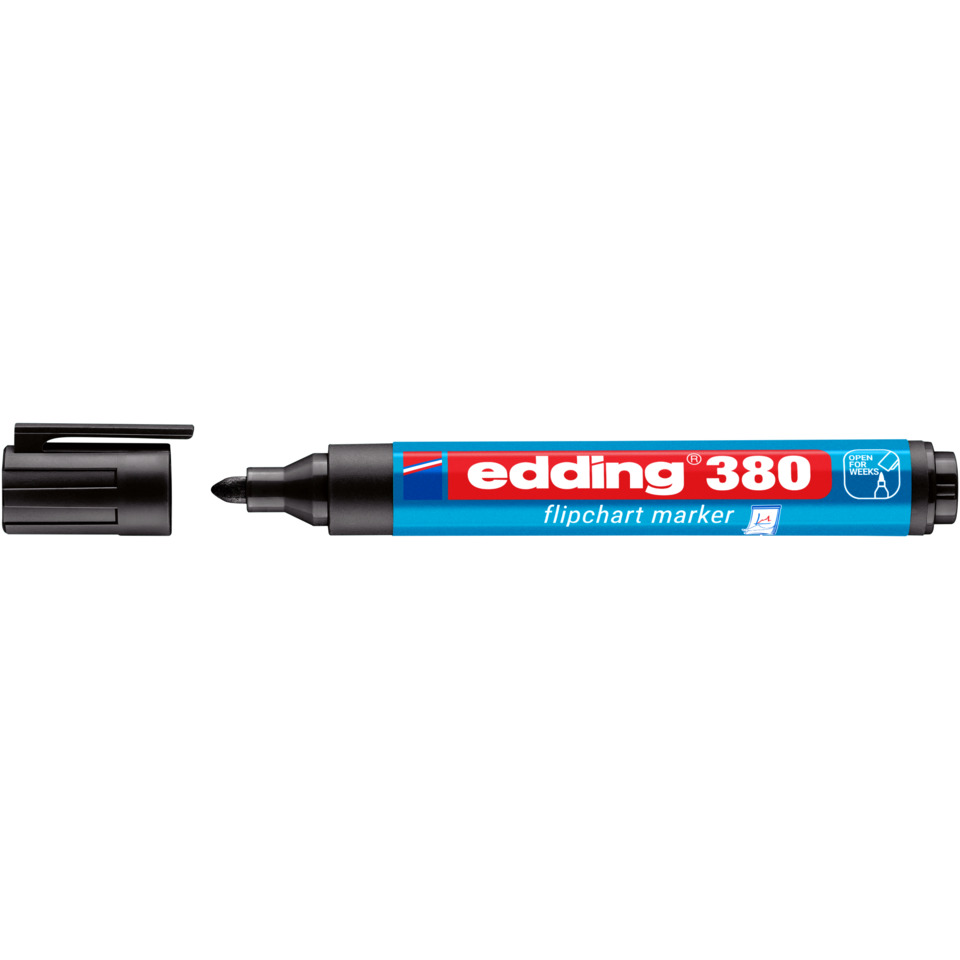 Flipchart-Marker, blauer Marker, Abrisskappe, edging 380, Filzstiftspitze