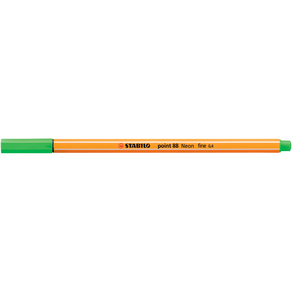marker, neon orange, green cap, stick pen, neon marker, Stabilo Marker, point 88, Neon orange, feine 0,4,  Markerstift