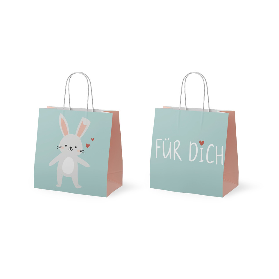 Osterbeutel, Häschen-Design, Pastellfarben, Geschenktüte, Bedruckte Tasche