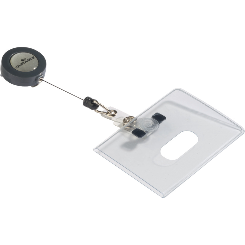  Retractable badge reel, Lanyard clip, Clear badge holder, Metal reel, Retractable cord