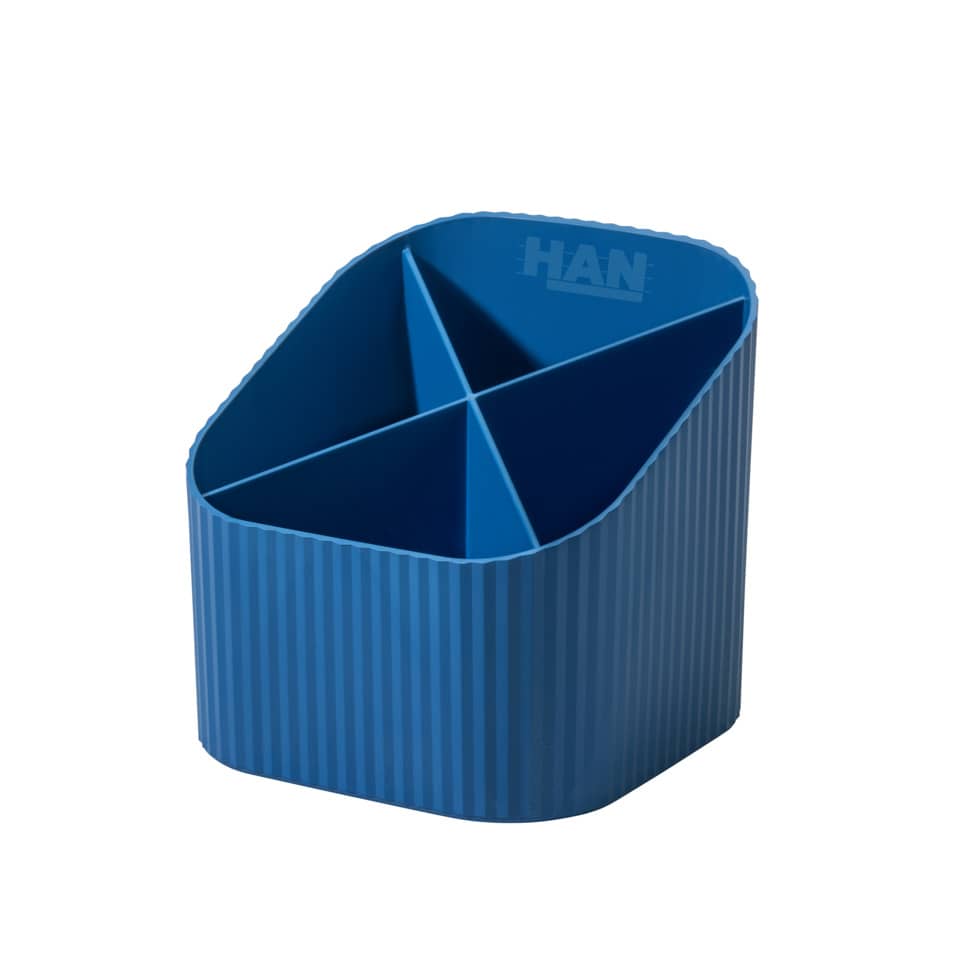 Schreibtischköcher KARMA, 4 Fächer, öko-blau HAN 17248-16