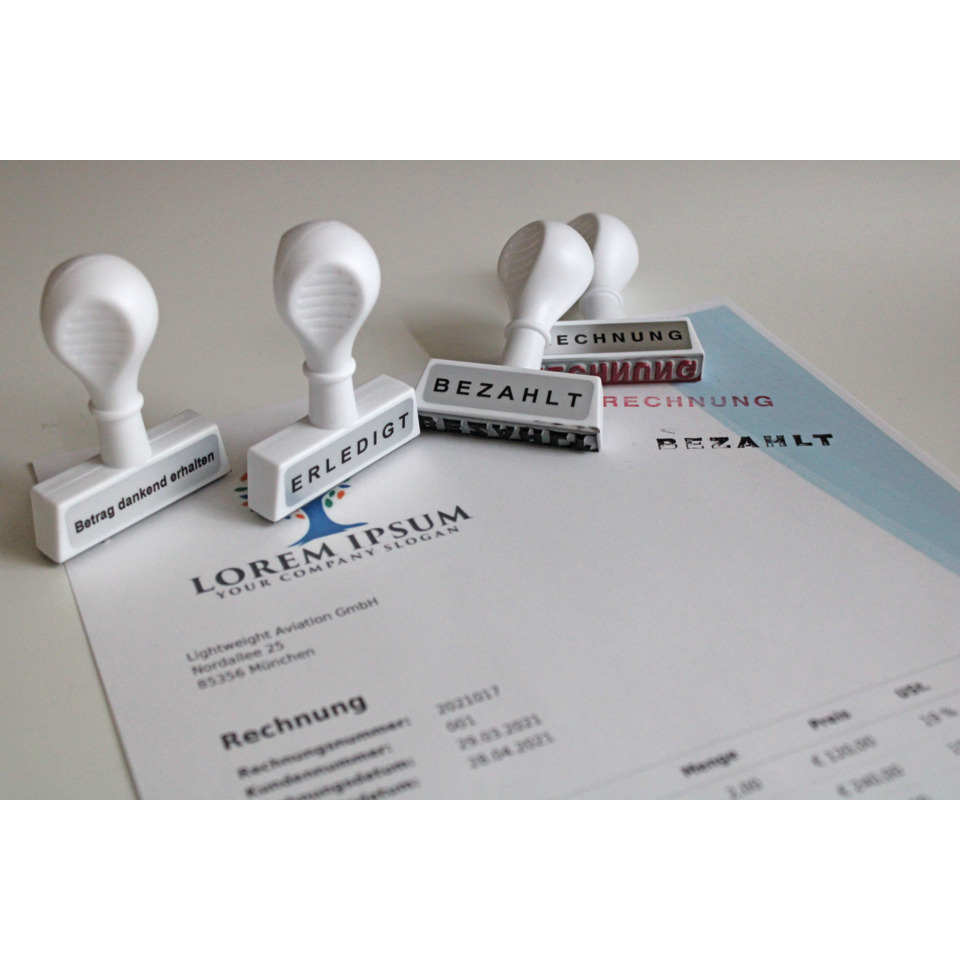 Stempel, Belegstempel, Rechnung, Dokument, Blaues Papier