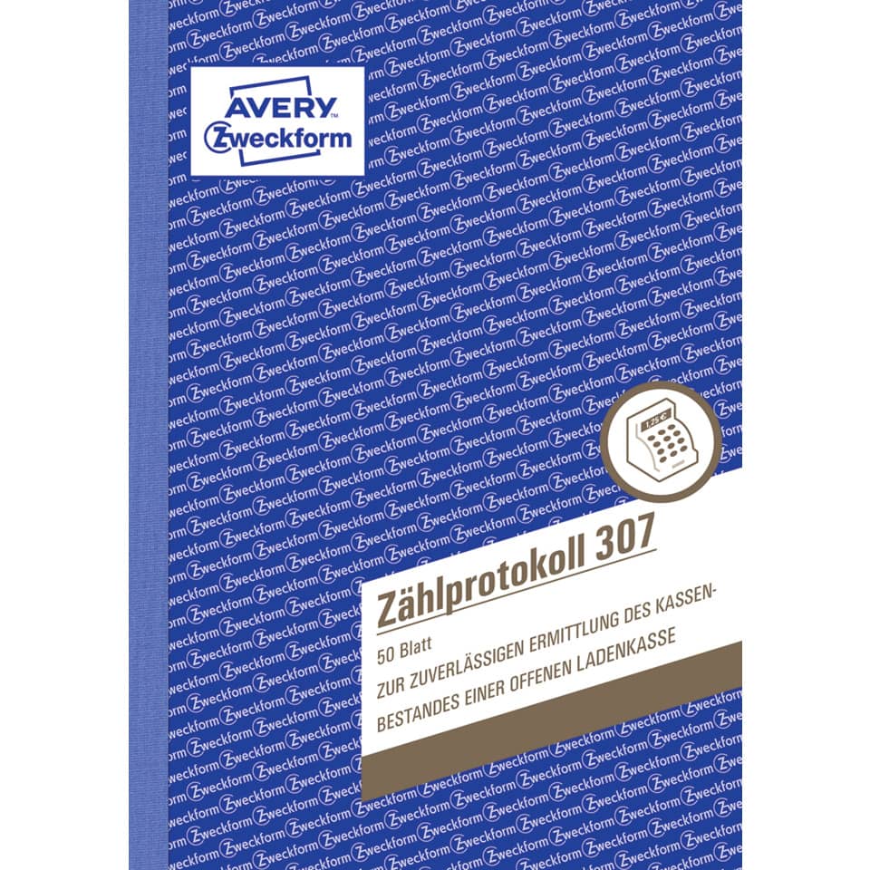 Zählprotokoll, Kassenprotokoll, 50 Blatt, offene Ladenkasse, Zubehör