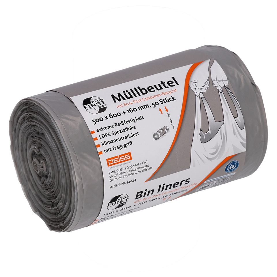 Müllbeutel, Plastic bag roll, Abfallsack, Graue Farbe, 50 Stücke