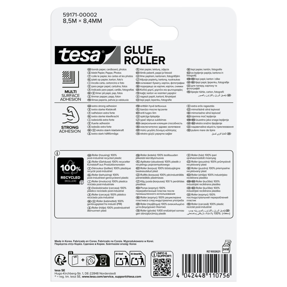 Kleberoller, Klebeband, recycelbar, 100% recyceltes, multifläche haftung