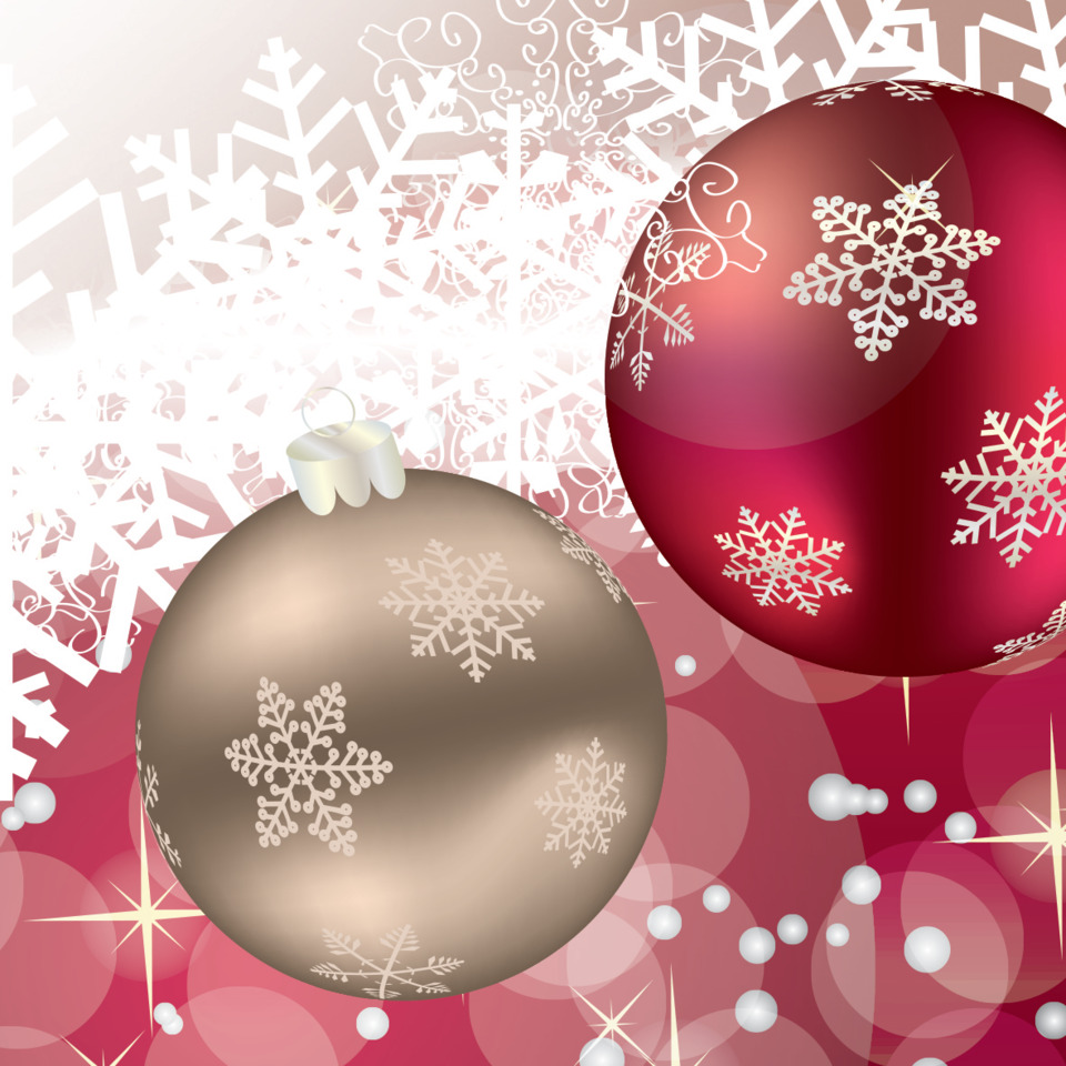 Weihnachtskugeln, Schmuckkugeln, Globus, Schneeflocken, Rotbraun/beige