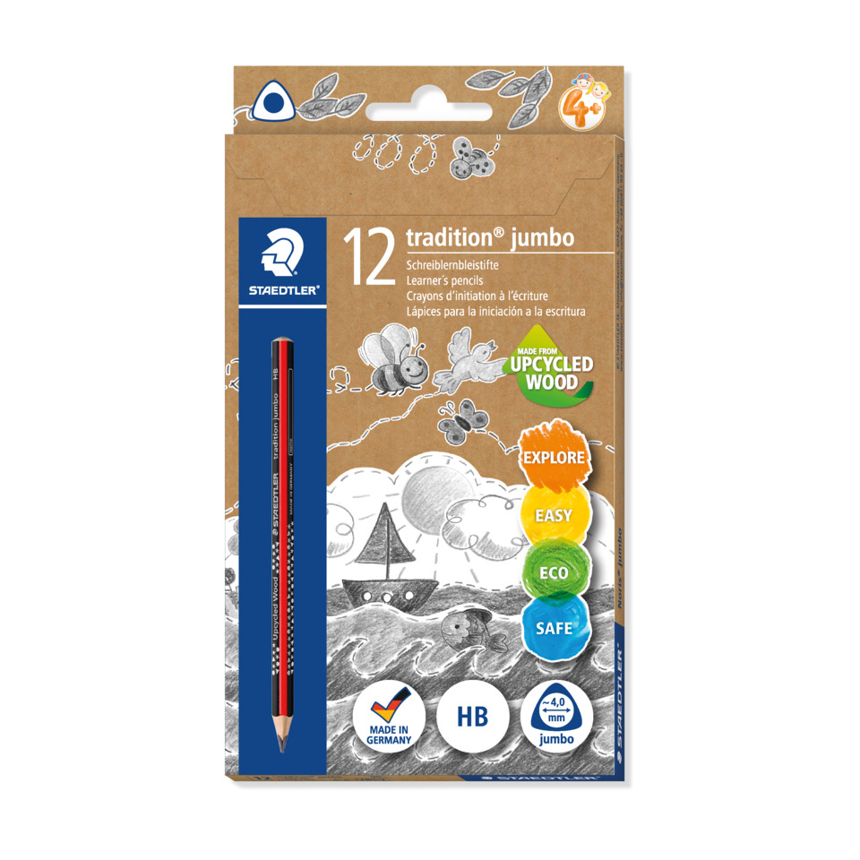 Bleistift, Buntstift, Jumbo, Holz, 12er Set, Bleistift, Tradition Jumbo, Holzstift, HB Härte, Aufbewahrung Verpackung