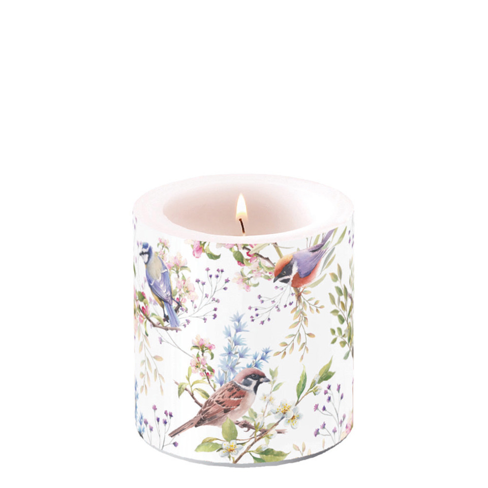 Kerze, Votivkerze, Teelicht, Vogel-Florals, Blumenmuster