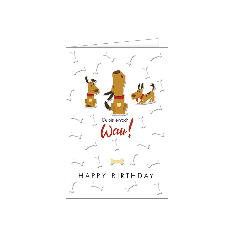 Hund, Hundekarten, Geburtstag, Kartenmotiv, Knochen