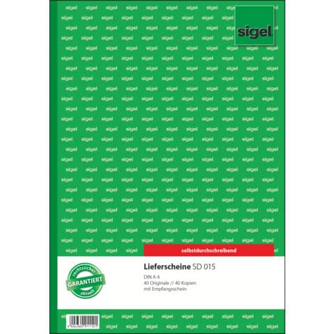 Lieferschein, A4, selbstdurchschreibend, 2x40 Blatt SIGEL SD015