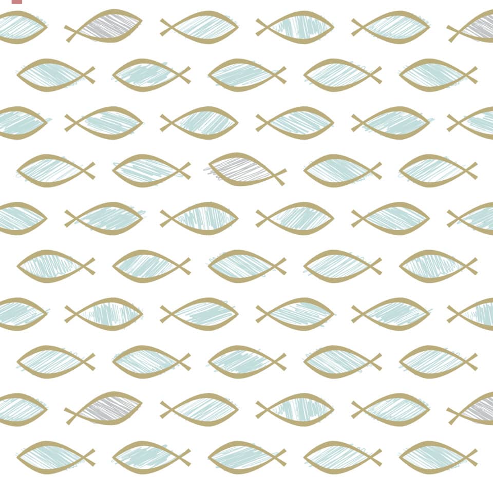 Muster, Fisch, Wiederholung, Gold, Blaugrün