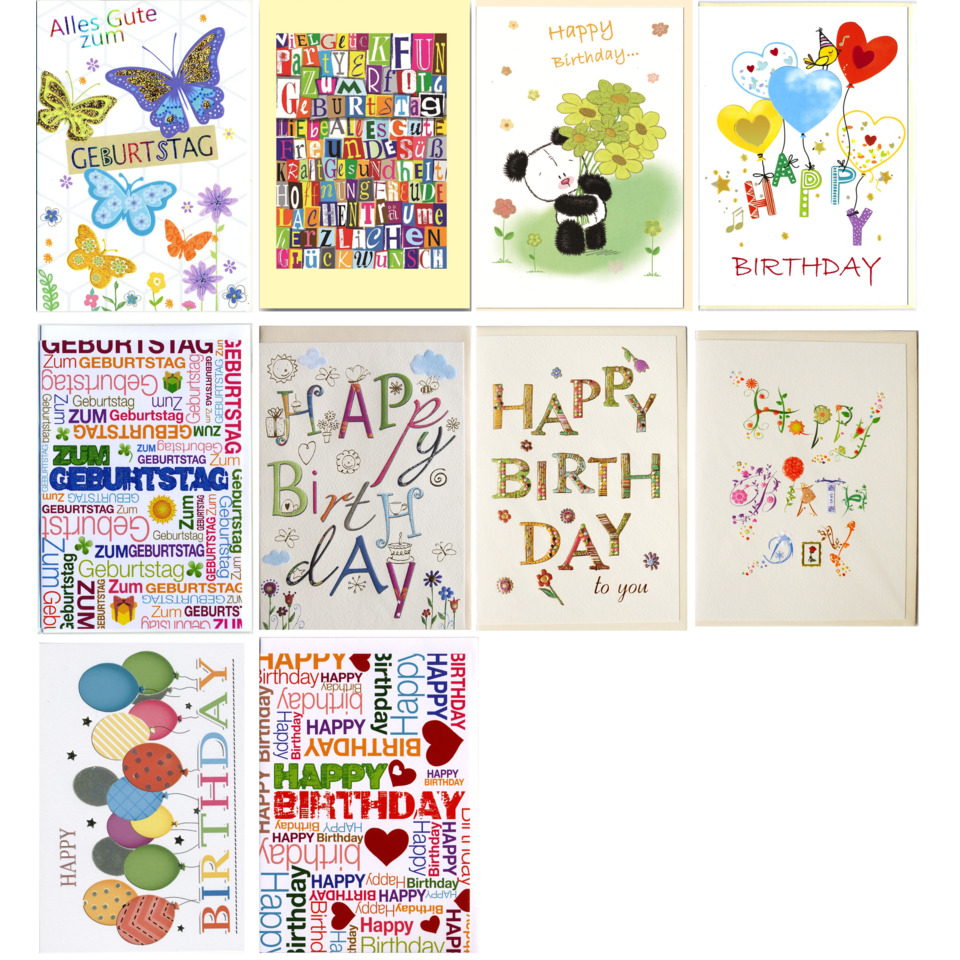 birthday card, balloons, colorful, flowers, butterflies