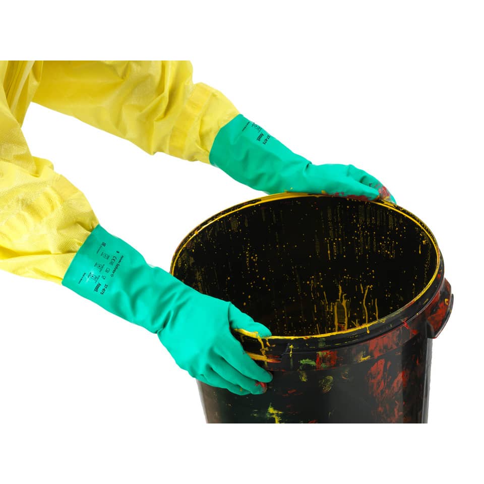 farbe, farbbehälter, schutzhandschuhe, schutzausrüstung, gelb schwarz