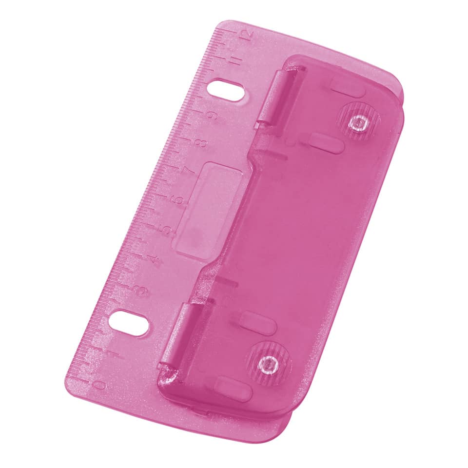 Schiebehilfe, Klemmhalter, Schneidlinie?, Roter/pinker Kunststoff, Linealhalter