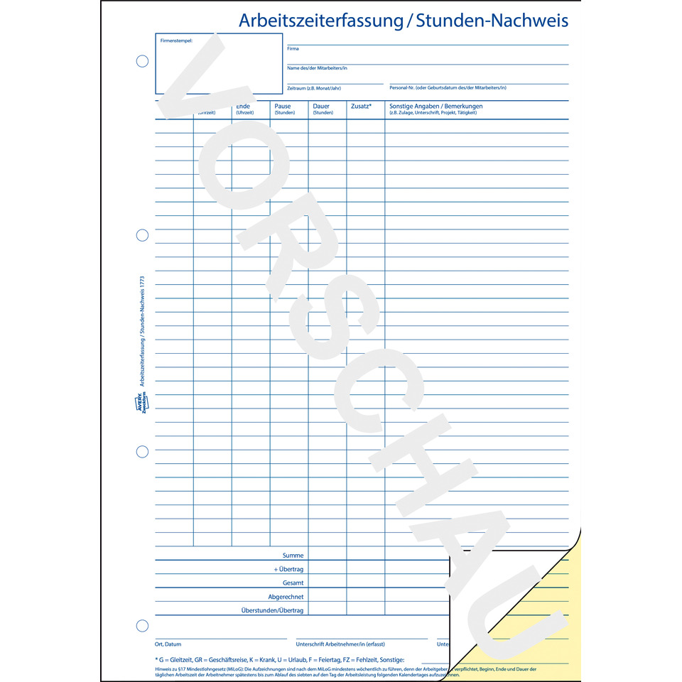 arbeitszeiterfassung, stundennachweis, papier, formblatt, kassenzettel-ähnlich