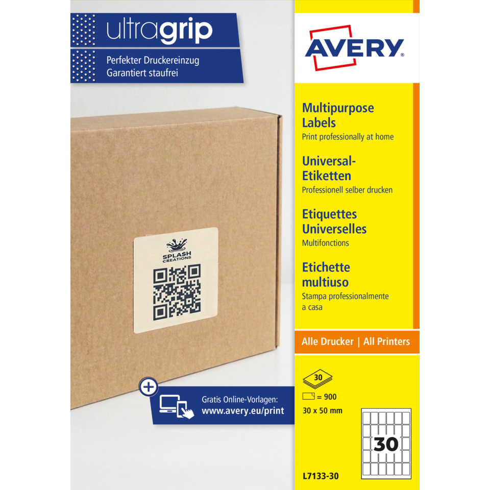 Kartonverpackung, Etiketten, QR-Code, Avery, Postversand