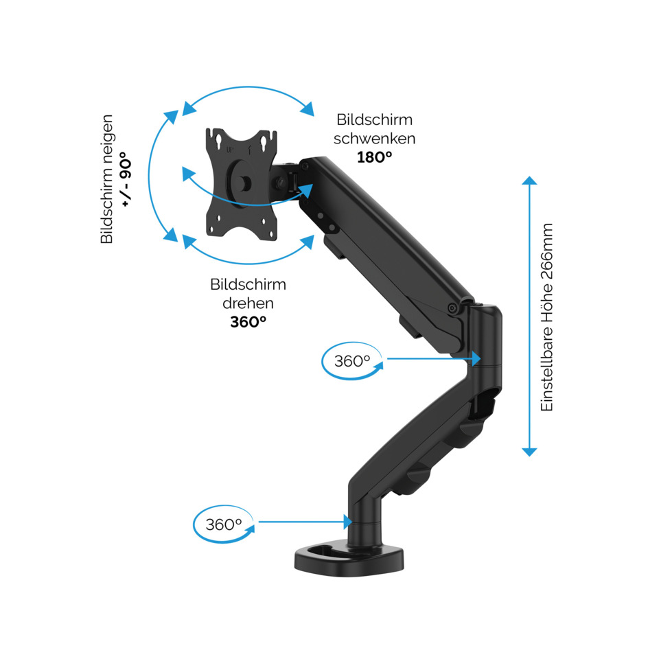 Monitorhalter, Schreibtischhalterung, VESA Adapter, 360° Drehung, Arme verstellbar