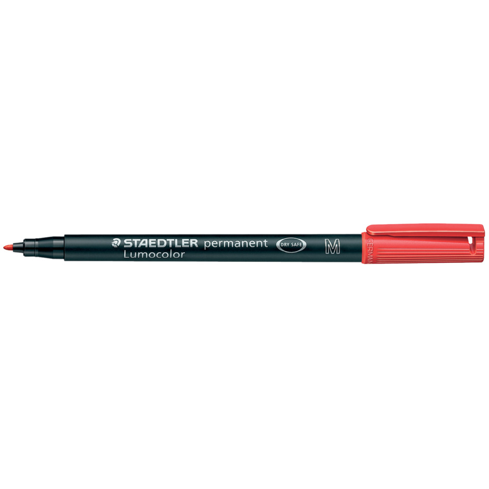 Marker, Permanent marker, Rote Kappe, Feinspitze, Lumocolor