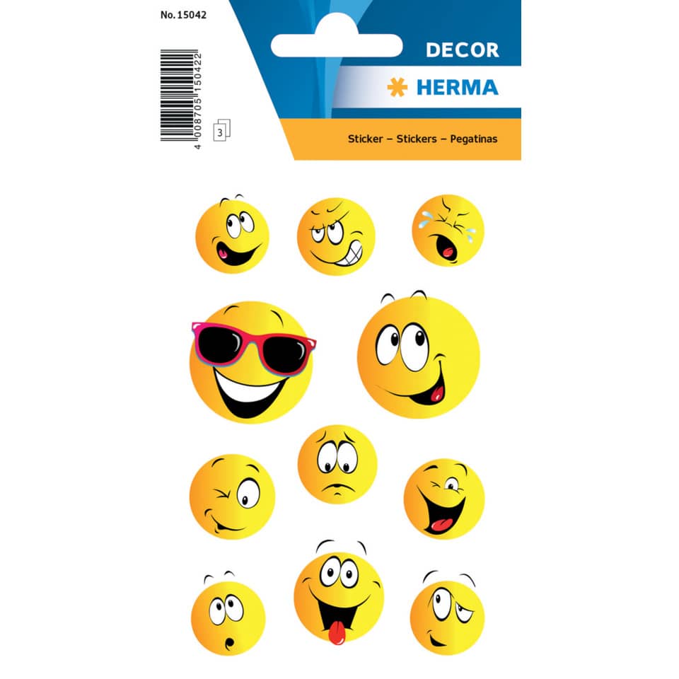Emoji-Sticker, Stickerbogen, Smileys, Cartoon-Gesichter, Emoji-Symbole