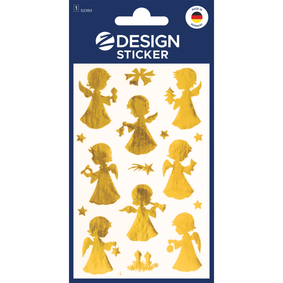 engel, engel silhouettes, stickers, gold foil, weihnachtsdeko