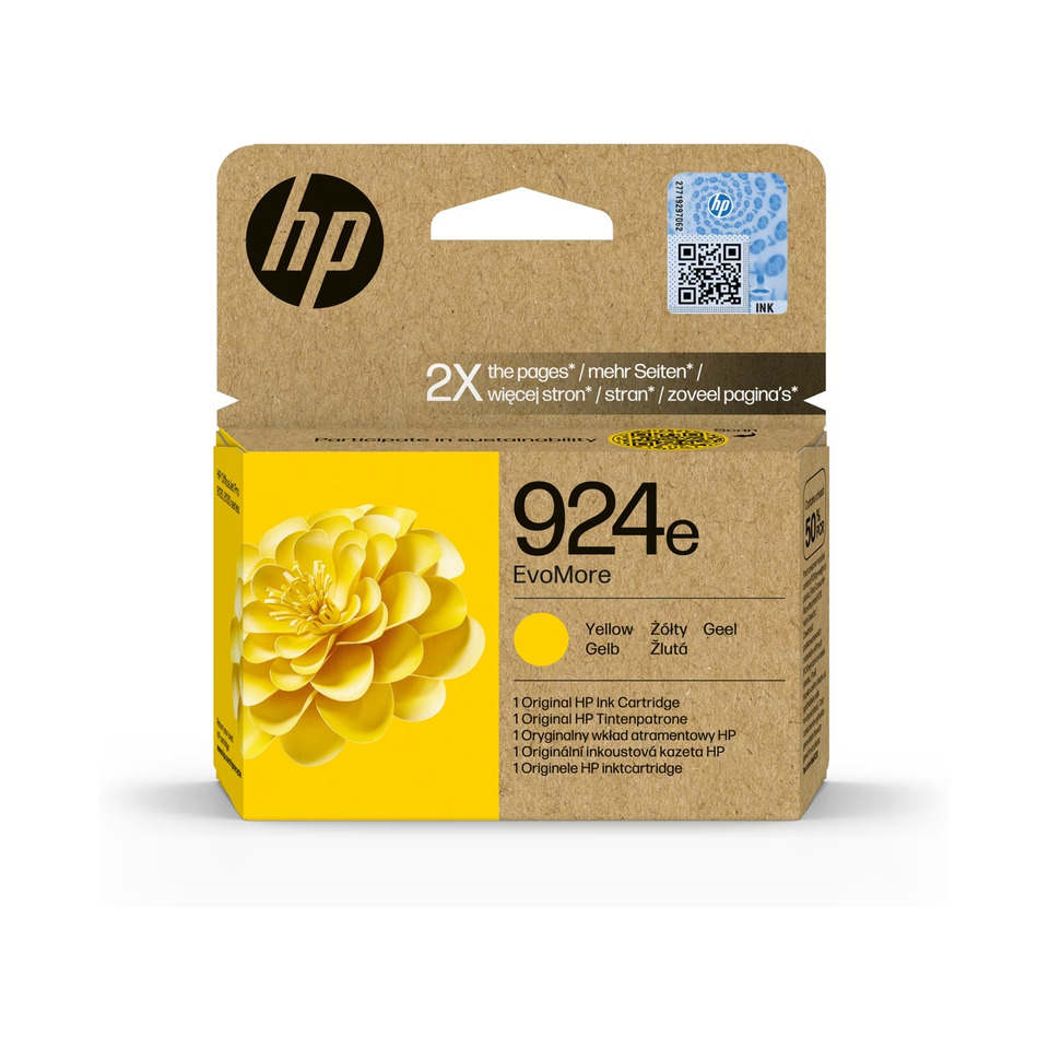 HP-Tintenpatrone, Gelb, 924e, EvoMore, Verpackung aus Karton