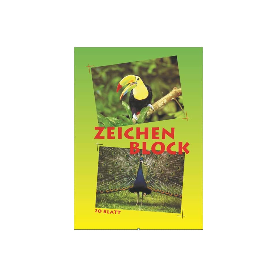 Zeichnen, Block, Vogelfoto, Papierblock, Motivcollage