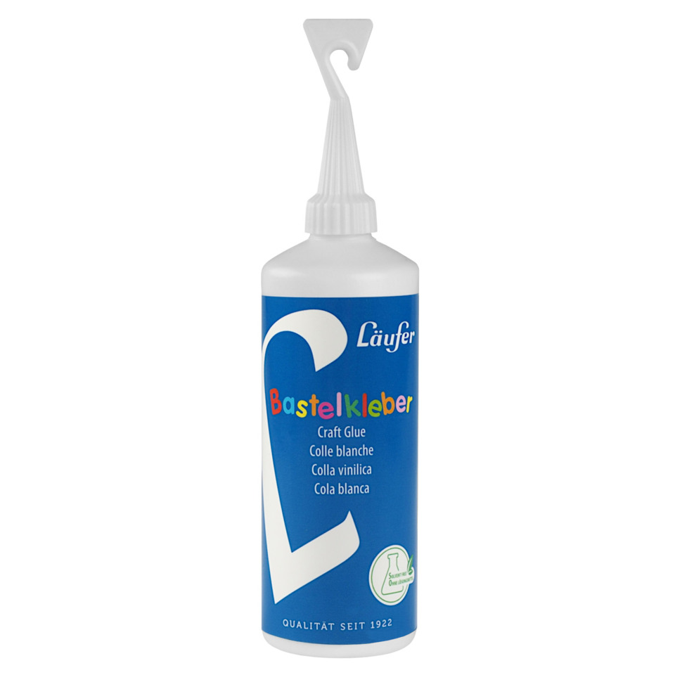 Klebstoff, Kleber, Bastelkleber, weiße Flasche, Präzisionsspitze