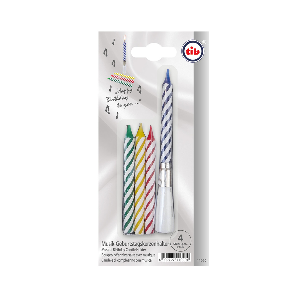 Kuchenkerzen, Stimmungskerzen, Geburtstagskerzen, Bunt gestreifte Kerzen, Musikkandleer