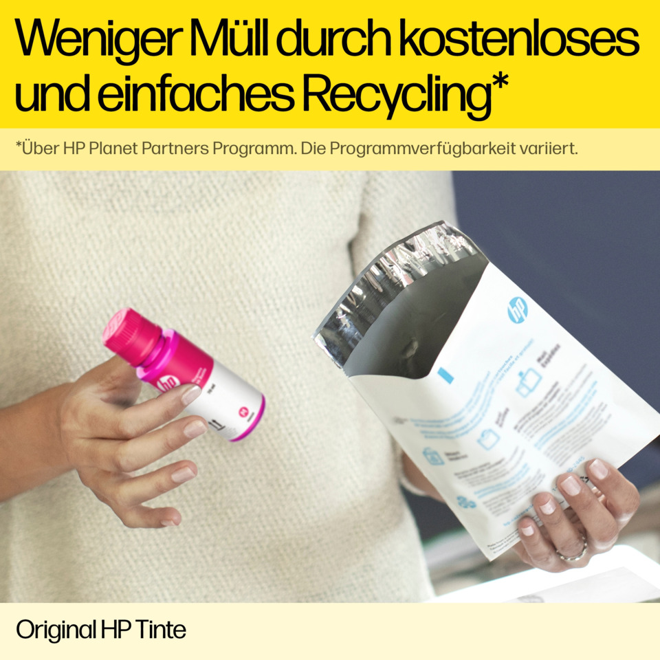 HP Tinte, Tintenflasche, Kartonverpackung, Verpackung, Originaltinte