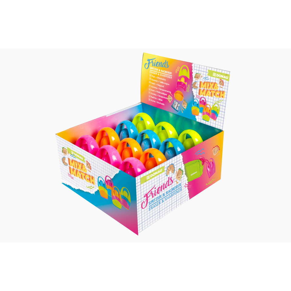 Schulsortiment, Radierer, Gummi-Ecken, Mix & Match, Farbenfrohes Set