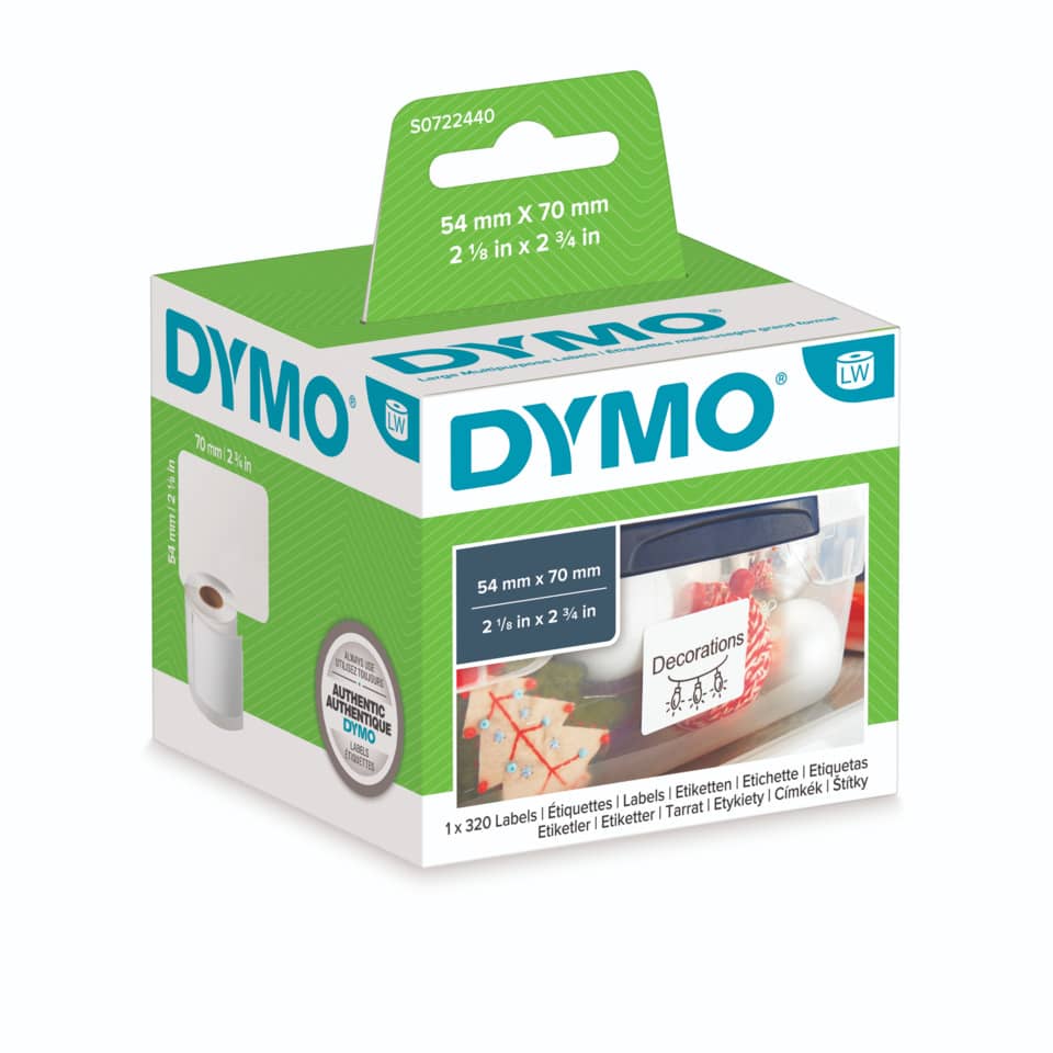 Etiketten, Etikettenrolle, Klebebandetiketten, DYMO, Schwarz-weiß grün