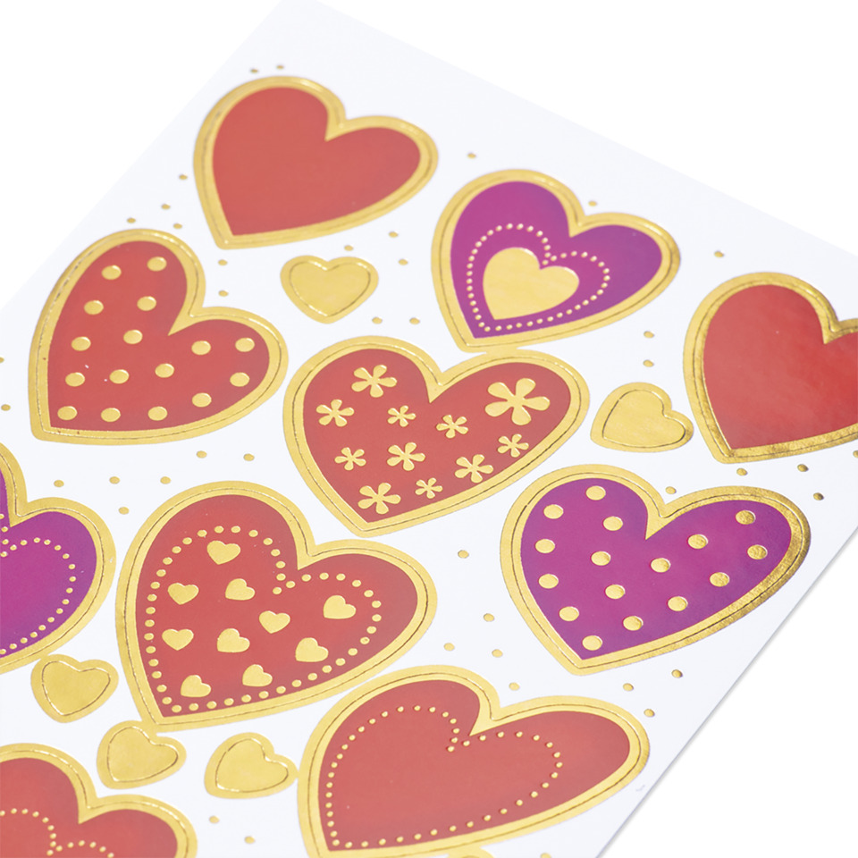 Herzaufkleber, Herzen, Goldrand, Sticker, Dekoration