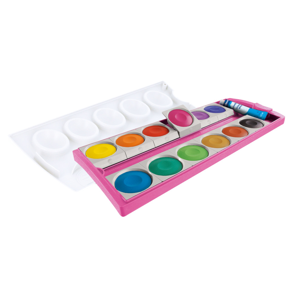 Wasserfarben, Aquarellfarben, Farbenkasten, Palette, Pinsel- und Farbstifte-Set