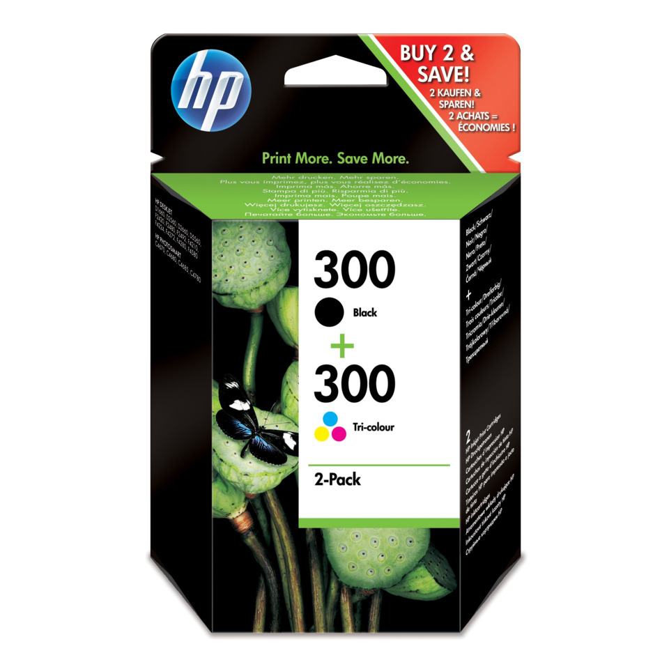 Tintenpatrone, HP Tintenpatrone, Druckertinte, Black Tri-color, 2-Pack, Druckerpatrone, Tintenpatrone, 2er-Pack, Black, Tri-Color