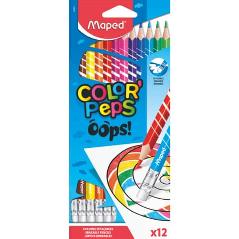 Farbstiftetui Color'Peps Oops radierbar, 12 Stück, sortiert MAPED M832812
