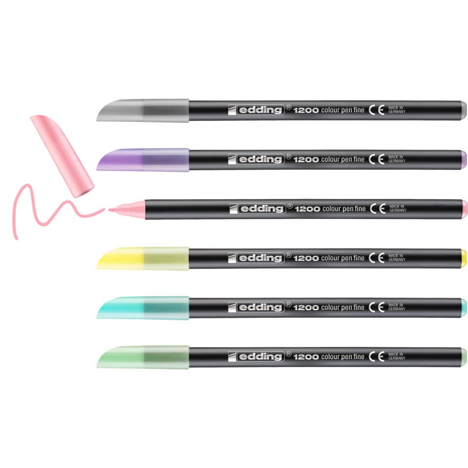 Kunststoffstifte, Color Pen Fine, Pastellfarben, Kugelschreiber-Set, Edding 1200