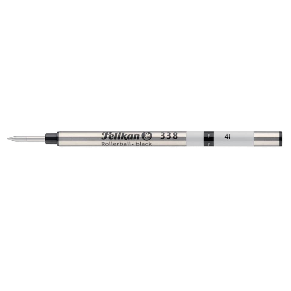 Rollerball Stift, Silberner Körper, schwarz, Tintenfarbe schwarz, Spitze Kugel