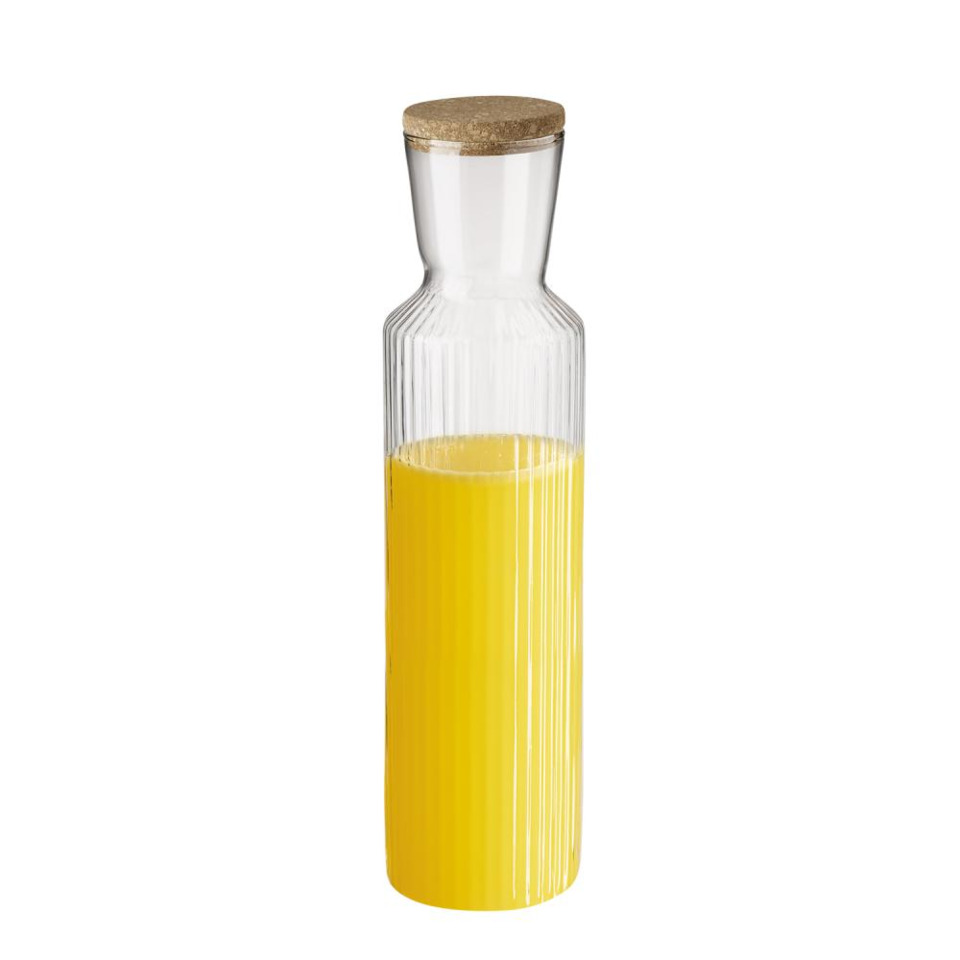 Glasflasche, Korkdeckel, Rillenkomfort?, Orangensaft, Zylindrische Flasche