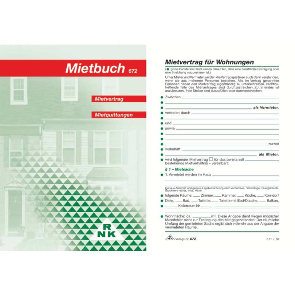 Mietvertrag, Mietbuch, Gebraucht, Vertragsunterlagen, Wohnung