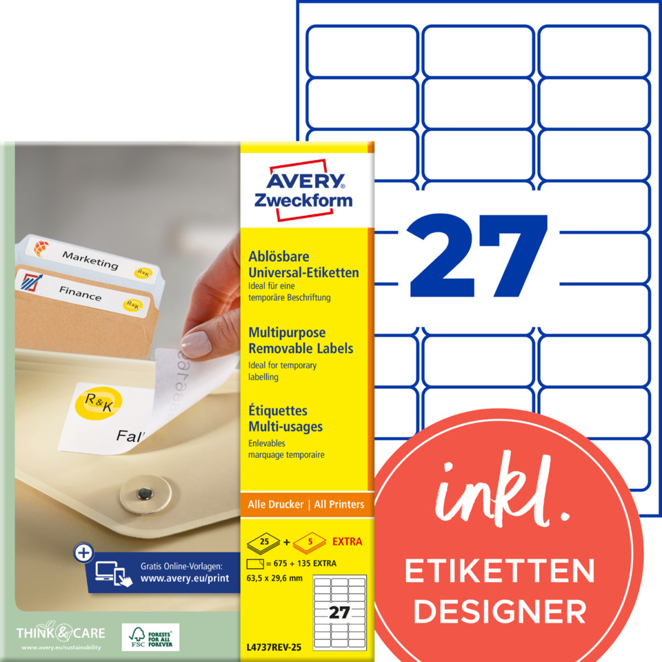 etiketten, Multifunktionale Etiketten, Aufkleber, Druckerbedarf, Universaletiketten