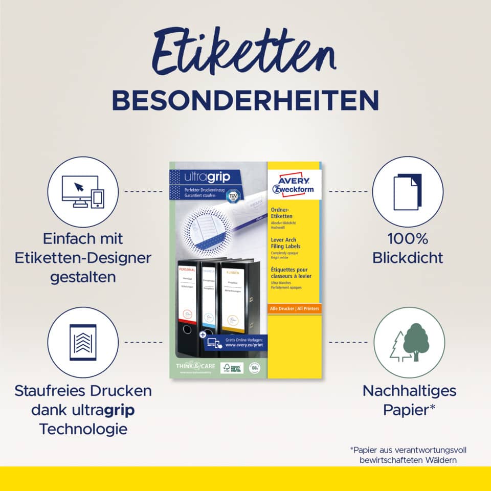 Etiketten, Etiketten-Designer, Drucktechnologie, Ultragrip, 100% Blickdicht