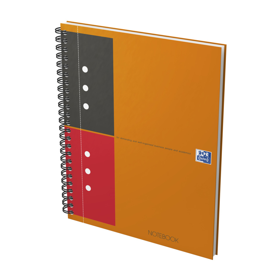 Notizbuch, Spiralbindung, Kartonoptik, orange, Punktereihe, notebook, spiral-bound, orange cover, graphic blocks, A5 notebook